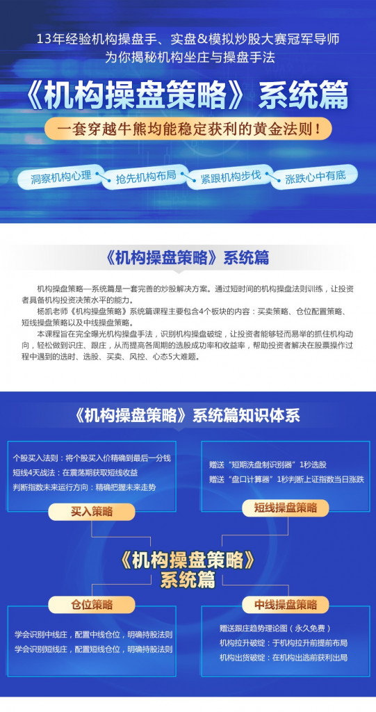 杨凯机构操盘策略系统篇机构操盘步骤系统盘 2018年10月半年课