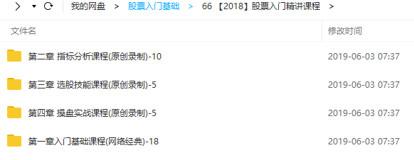 【2018】股票入门精讲课程（38节视频教程）