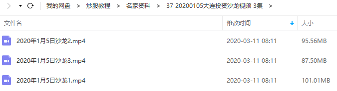 【月风先生】20200105大连股市投资沙龙视频培训（共3集）