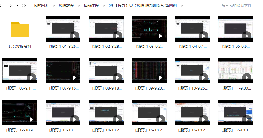 【股哥】只会炒股 股哥训练营 第四4期视频课程2019年（17讲视频+5个文档）