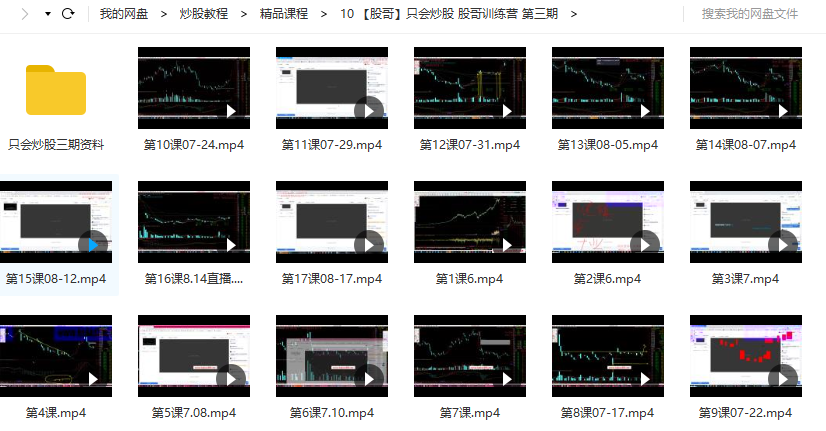 【股哥】只会炒股 股哥训练营 第三3期视频教学（2019年17讲视频+5个文档）