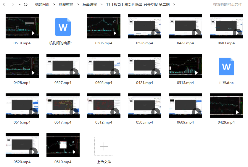 【股哥】只会炒股 股哥训练营 第二2期视频课程（2019年18讲视频+性个文档）