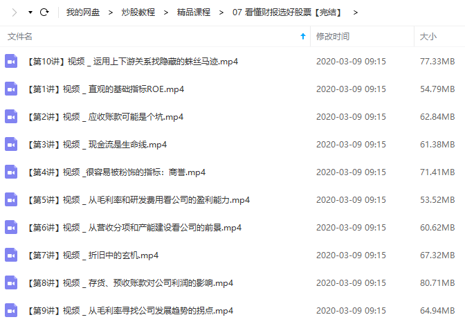 【澄泓财经】从零开始看财报-看懂财报选好股票视频培训（2019年完整版共10节）