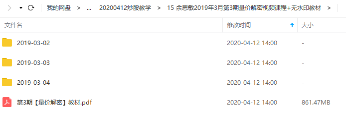 余思敏2019年3月第3期量价解密视频培训课程+无水印教材