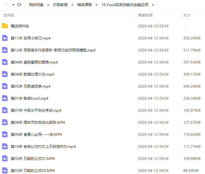 Excel实务技能与金融应用视频培训课程（12讲）