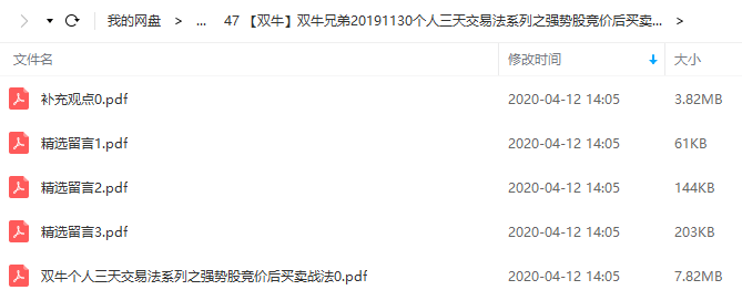 【双牛】双牛兄弟20191130个人三天交易法系列之强势股竞价后买卖战法+留言(PDF课)