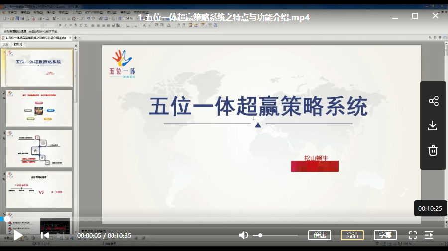 【松山蜗牛】 五位一体超赢策略视频培训（共30讲+指标）